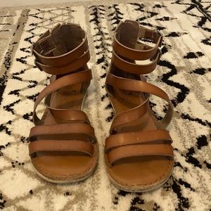 Leather zip up gladiator sandals